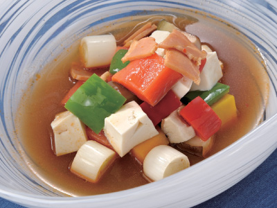 「鮭節レシピ」１８　鮭麻婆スープ